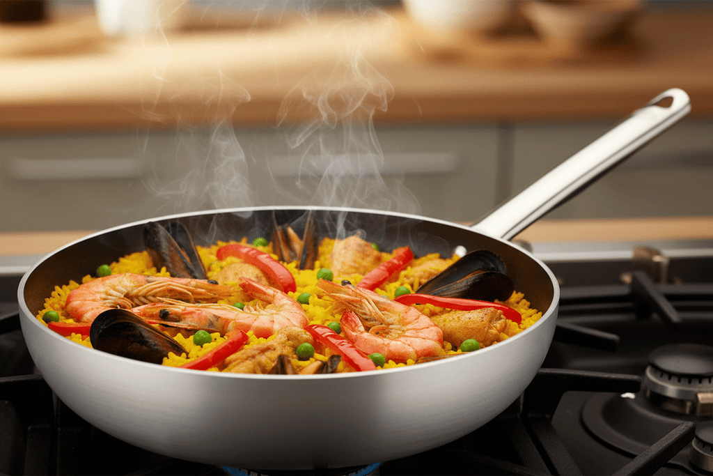 Paella nella padella antiaderente alta