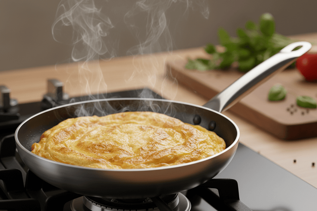 Frittata nella padella antiaderente bassa