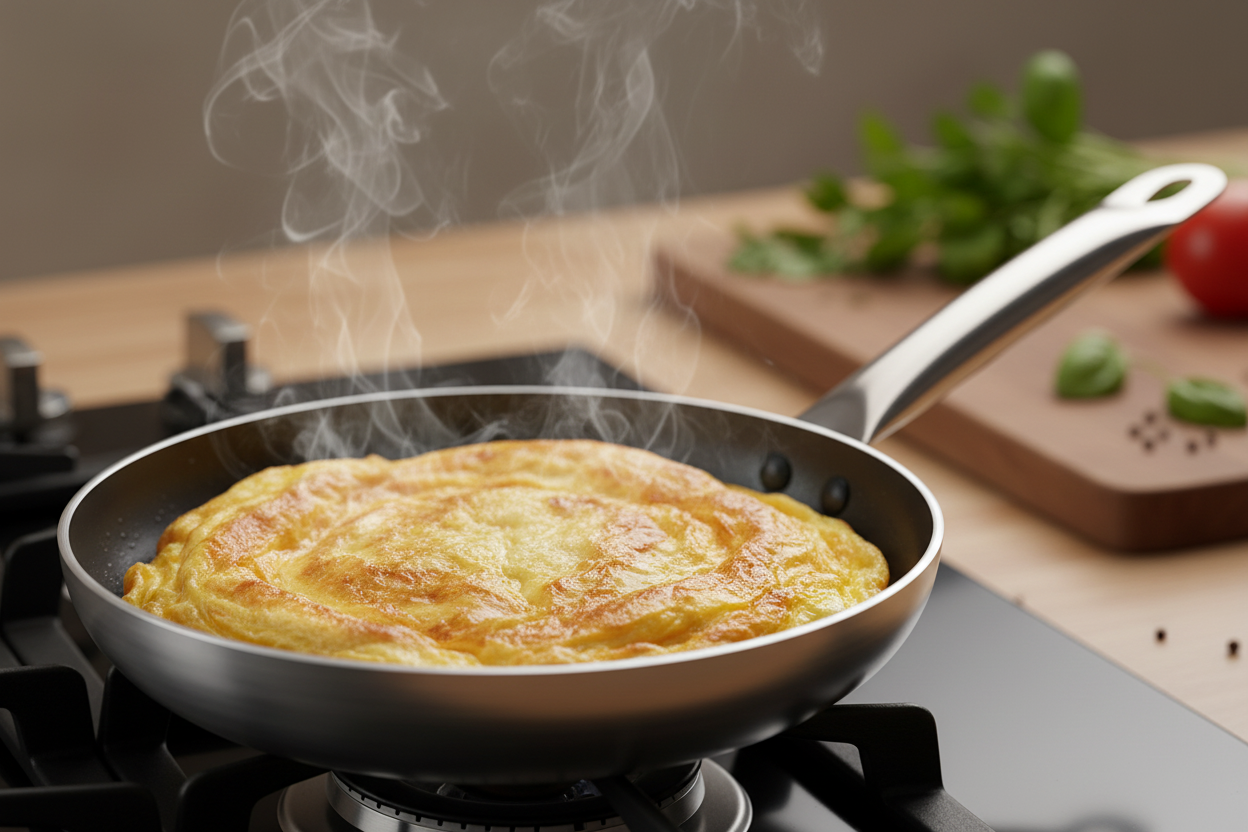Frittata nella padella antiaderente bassa